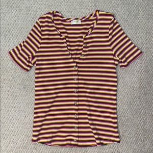 Maeve striped knit button down